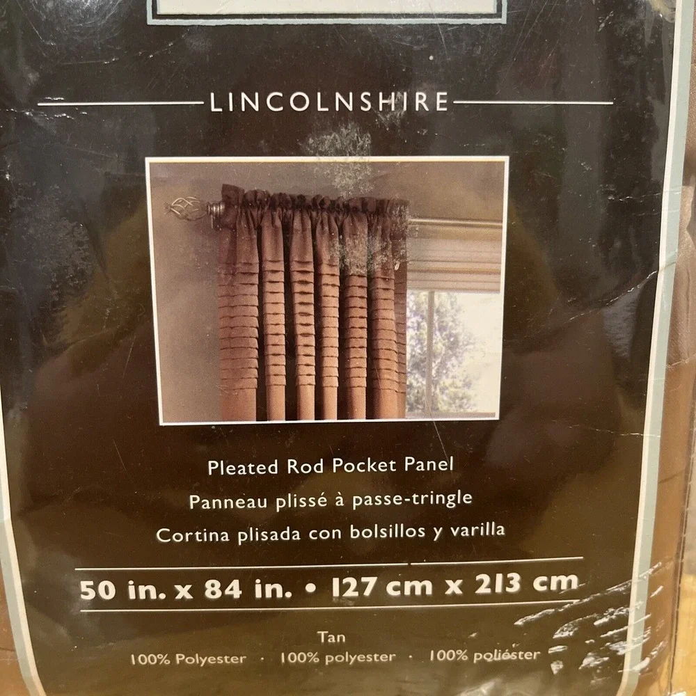 Allen & Roth NEW Tan Brown Lincolnshire Pleated Rod Pocket Panel 50 x‎ 84